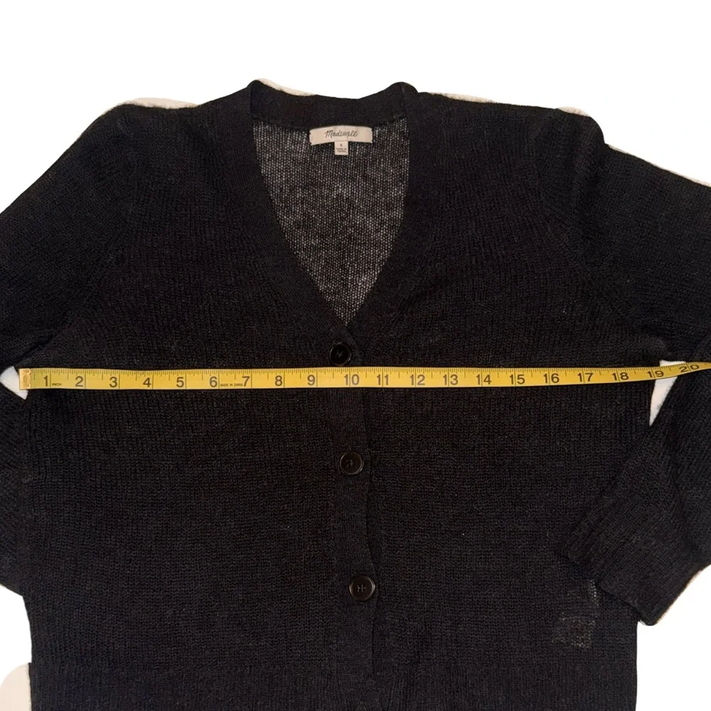 Madewell Ultra Lightweight Alpaca-Blend V-Neck Cardigan Small Black Orig $90 - Picture 2 of 5